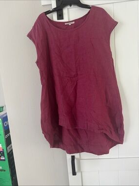 bryn Walker Sleeveless Linen Tunic in Deep Berry